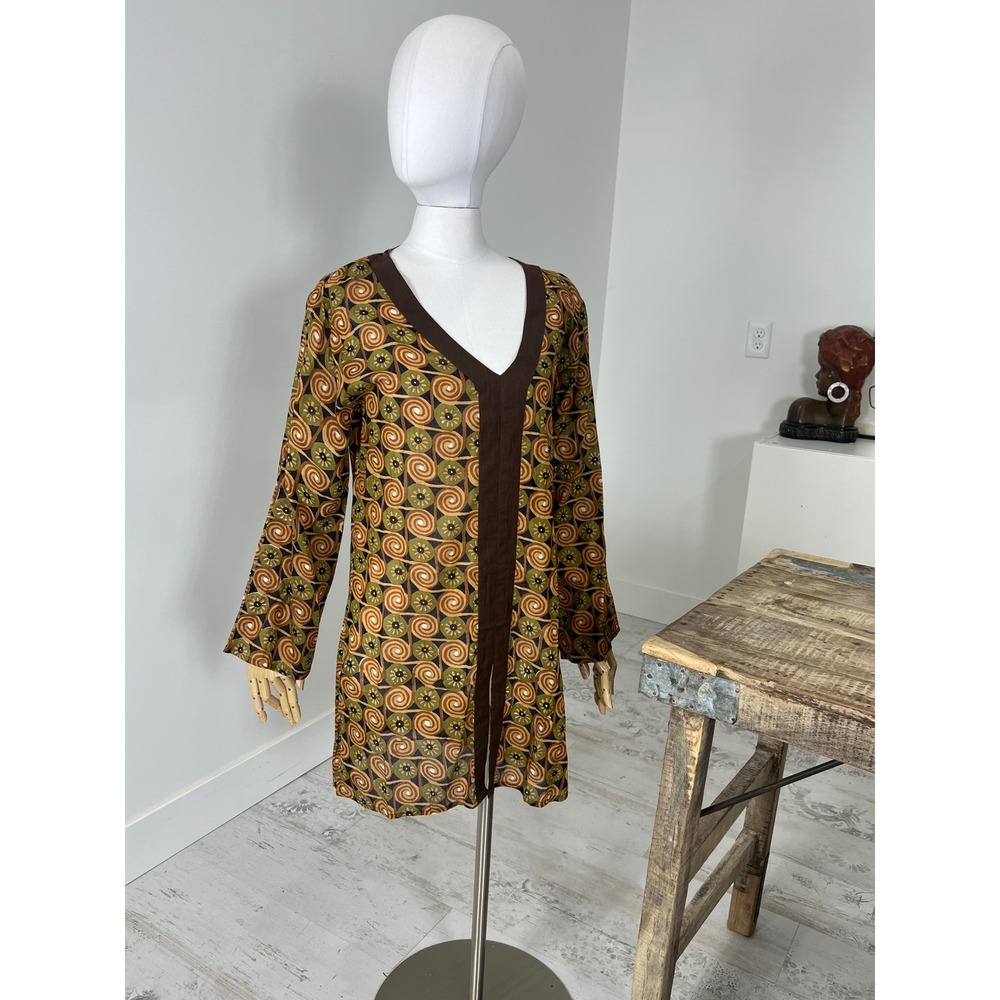 Floating Lotus Womens Medium Cotton V-Neck Tunic Top NWT